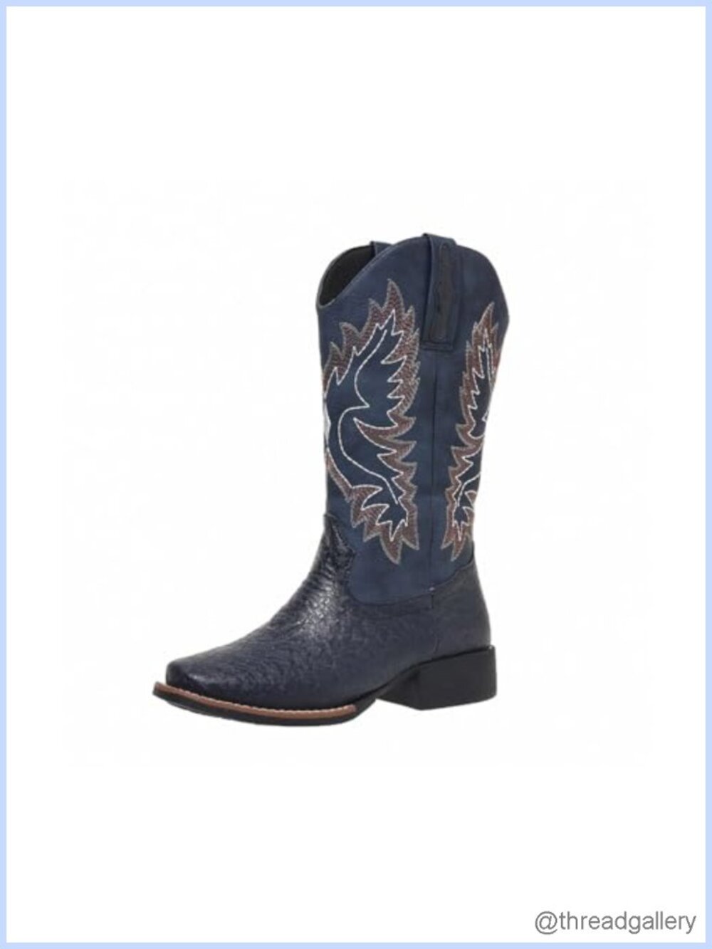 Wide Calf Western Cowboy Boots Faux Leather Embroidered Mid-Calf